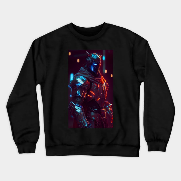 Cyberpunk Crusader Knight Crewneck Sweatshirt by UVCottage